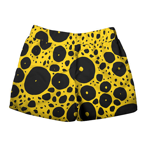 Женские шорты Черные пятна на желтом фоне / 3D-принт – фото 2