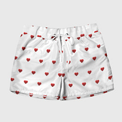 Шорты женские Белая поляна с красными сердечками, цвет: 3D-принт