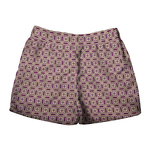 Женские шорты Большие и маленькие фиолетовые квадраты / 3D-принт – фото 2