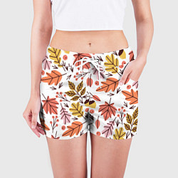Шорты женские Осенний паттерн - листья, цвет: 3D-принт — фото 2