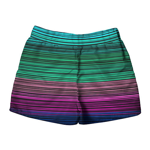 Женские шорты Разноцветные неоновые шелковые нити / 3D-принт – фото 2