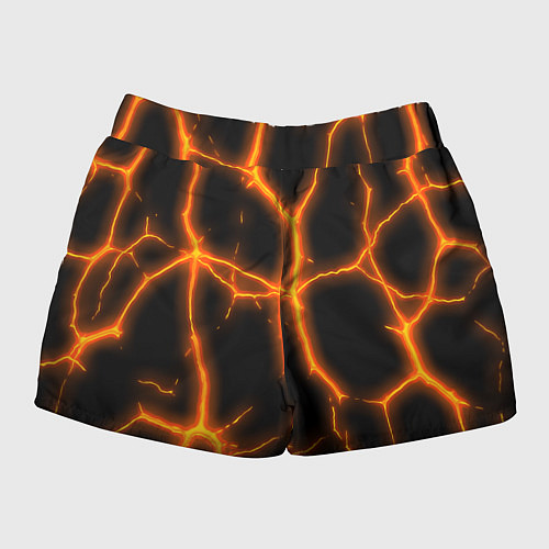 Женские шорты Оранжевые неоновые трещины / 3D-принт – фото 2