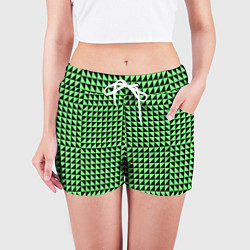 Шорты женские Чёрно-зелёная оптическая иллюзия, цвет: 3D-принт — фото 2
