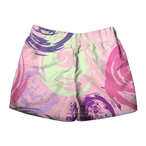 Женские шорты Розовый фон и разноцветные круги / 3D-принт – фото 2