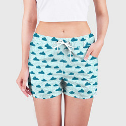 Шорты женские Облака и дождь, цвет: 3D-принт — фото 2