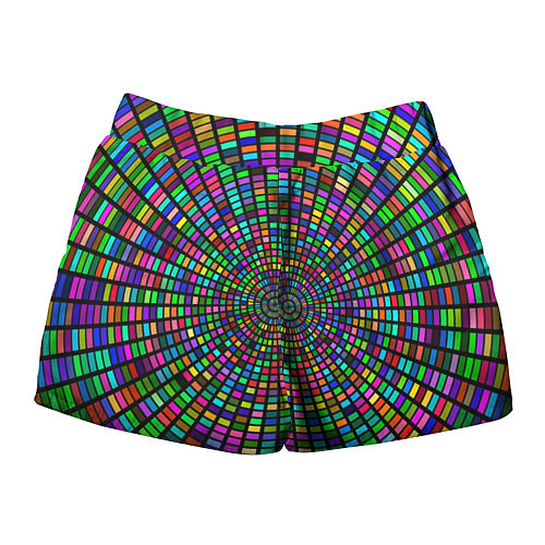 Женские шорты Цветная спираль - оптическая иллюзия / 3D-принт – фото 2