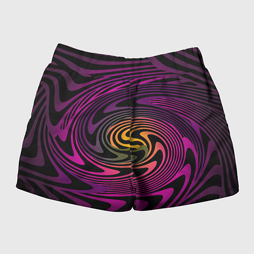 Женские шорты Бордово черный абстрактный узор спираль / 3D-принт – фото 2