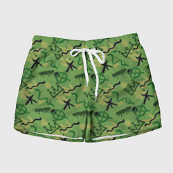 Шорты женские Милитари граффити, цвет: 3D-принт