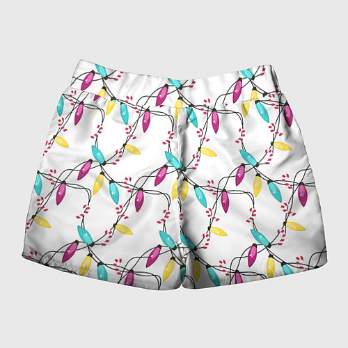 Женские шорты Новогодняя гирлянда белая / 3D-принт – фото 2