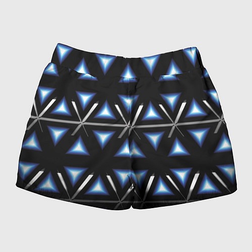 Женские шорты Синие треугольники / 3D-принт – фото 2