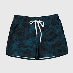 Шорты женские Синий и черный мраморный узор, цвет: 3D-принт