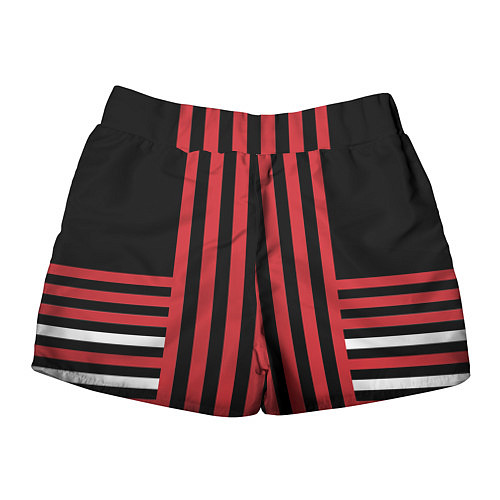 Женские шорты Красно черный полосатый узор / 3D-принт – фото 2