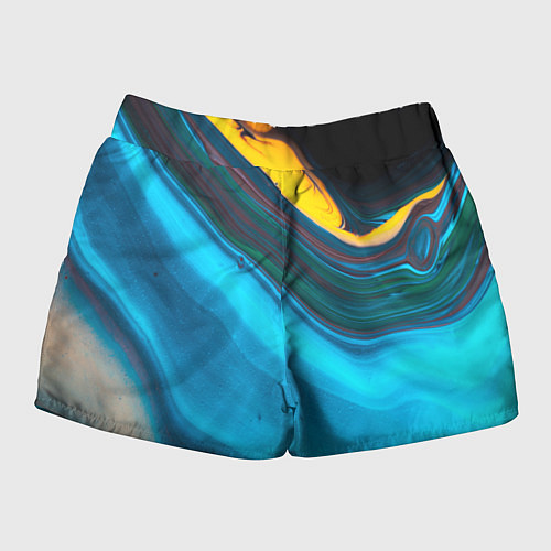 Женские шорты Светло-синий и переливающийся песок / 3D-принт – фото 2