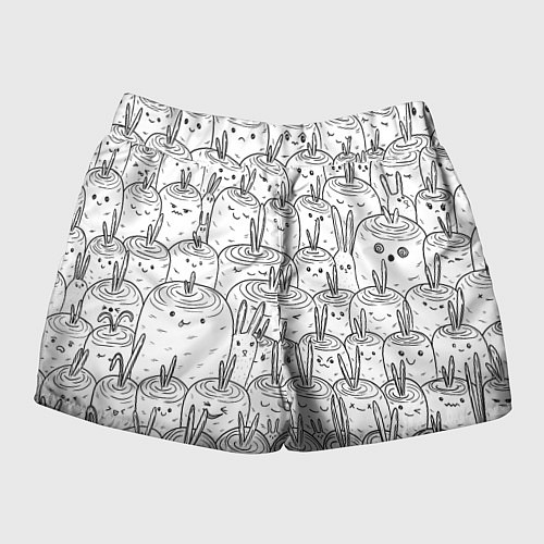 Женские шорты Раскраска кролики в морковном поле / 3D-принт – фото 2