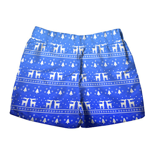 Женские шорты Синий орнамент с оленями / 3D-принт – фото 2