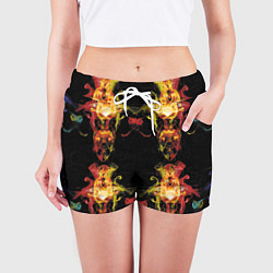 Шорты женские Жёлто-красные узоры, цвет: 3D-принт — фото 2