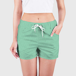 Шорты женские Нежно зеленый в елочку, цвет: 3D-принт — фото 2