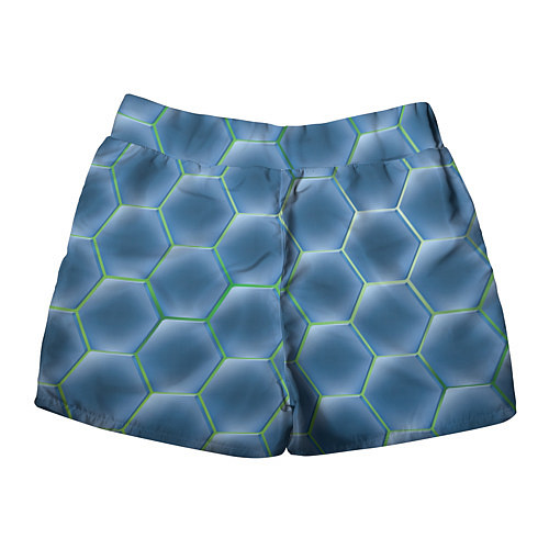 Женские шорты Синии шестигранники / 3D-принт – фото 2