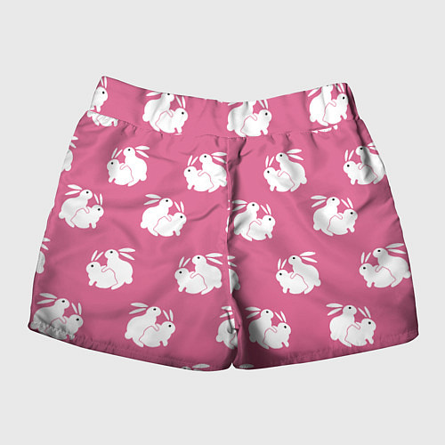 Женские шорты Сексуальные кролики на розовом / 3D-принт – фото 2