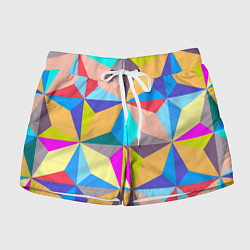 Шорты женские Полностью разноцветный ромбический паттерн, цвет: 3D-принт
