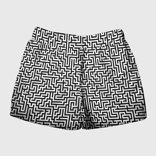Женские шорты Черно-белый лабиринт / 3D-принт – фото 2