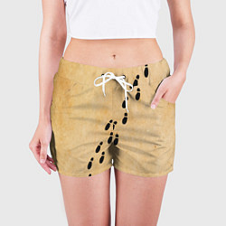 Шорты женские Следы мародеров на пергаменте, цвет: 3D-принт — фото 2