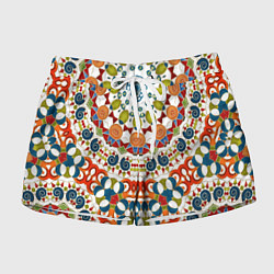 Шорты женские Разноцветный этнический орнамент, цвет: 3D-принт