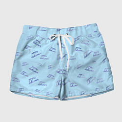 Шорты женские Паттерн мечты сбываются на голубом фоне, цвет: 3D-принт