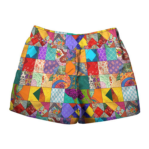 Женские шорты Разноцветные лоскуты / 3D-принт – фото 2