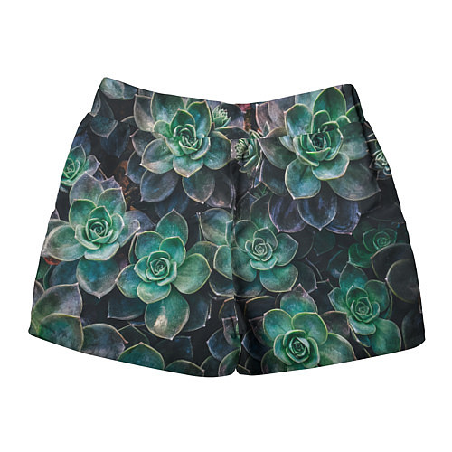 Женские шорты Паттерн из множество зелёных цветов / 3D-принт – фото 2
