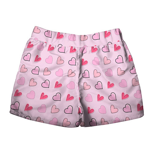Женские шорты Валентинки на нежно-розовом фоне / 3D-принт – фото 2