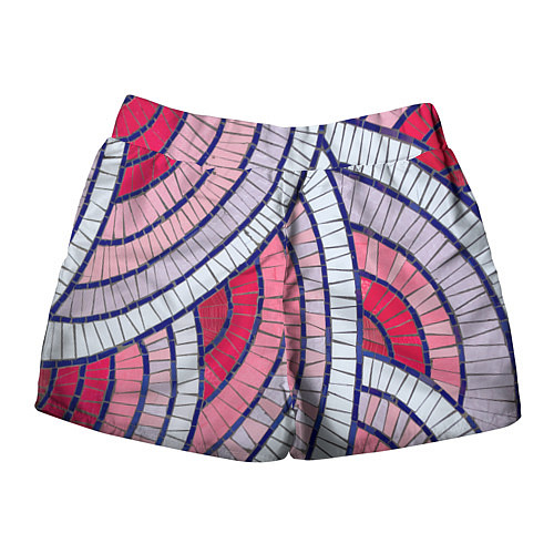 Женские шорты Абстрактная белая-фиолетовая-красная текстура / 3D-принт – фото 2