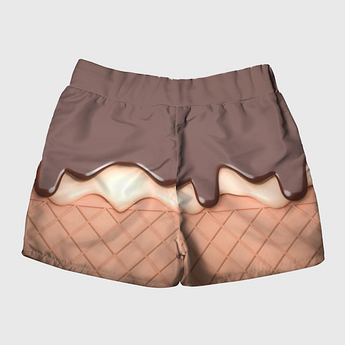 Женские шорты Растаявший шоколад - вафельное мороженое / 3D-принт – фото 2