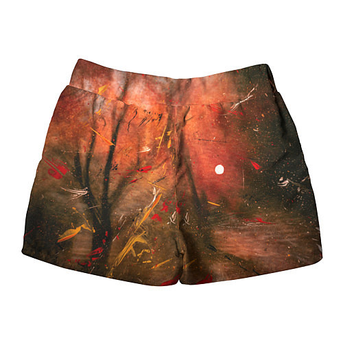 Женские шорты Абстрактный красный туман и краски / 3D-принт – фото 2