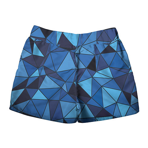 Женские шорты Синие треугольники, абстракт / 3D-принт – фото 2