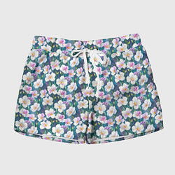 Шорты женские Ирисы акварельный паттерн, цвет: 3D-принт