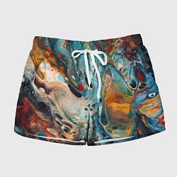 Шорты женские Яркие разводы краски, цвет: 3D-принт