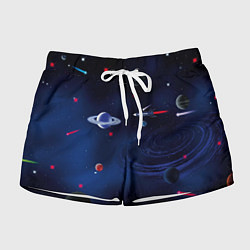 Женские шорты Космос, планеты, ракета