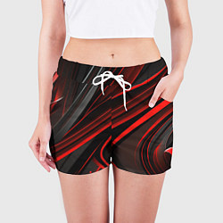 Шорты женские Black and red abstract, цвет: 3D-принт — фото 2