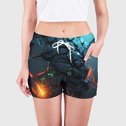 Шорты женские Абстракция объемные плиты, цвет: 3D-принт — фото 2