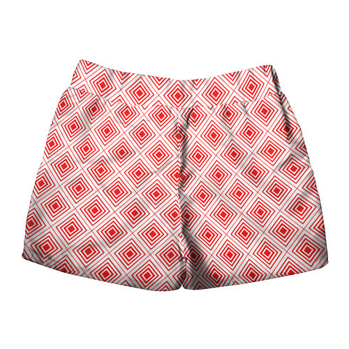 Женские шорты Красный ромбический паттерн / 3D-принт – фото 2