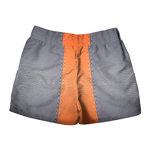 Женские шорты Кожа серая оранжевая / 3D-принт – фото 2
