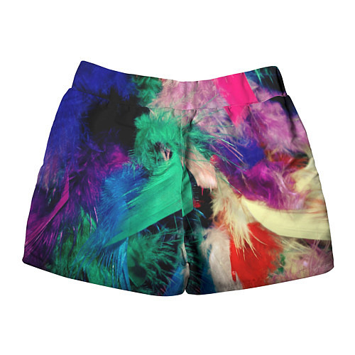 Женские шорты Неоновые перья павлина / 3D-принт – фото 2