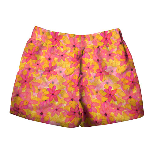 Женские шорты Полупрозрачный цветочный паттерн / 3D-принт – фото 2