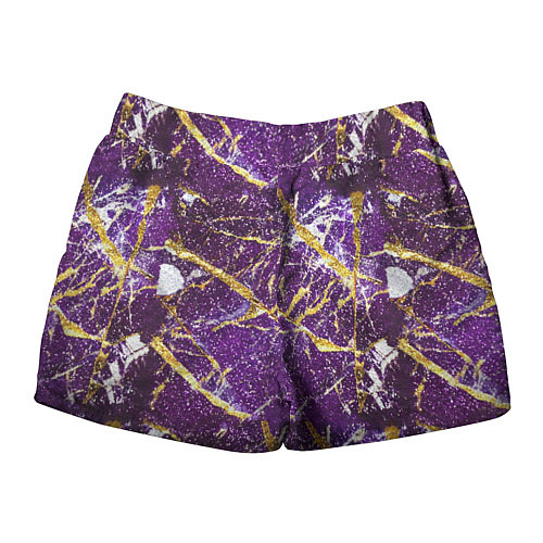 Женские шорты Фиолетовые и золотые блестки / 3D-принт – фото 2