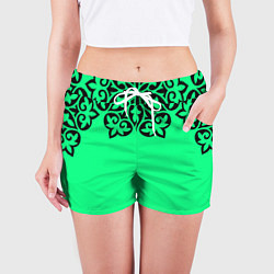 Шорты женские Мандала на неоновом кислотном цвете, цвет: 3D-принт — фото 2