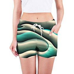 Шорты женские Зеленая плавная волна, цвет: 3D-принт — фото 2