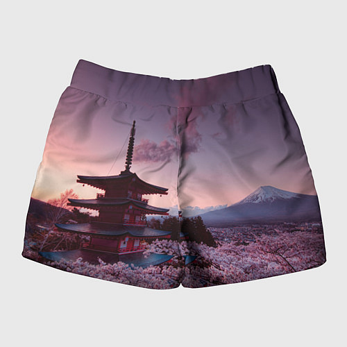 Женские шорты Японский городок / 3D-принт – фото 2