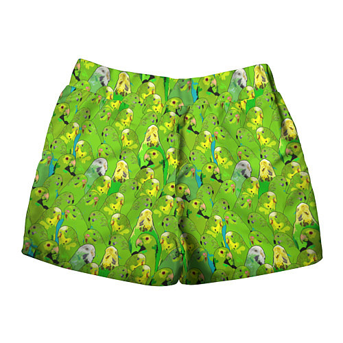 Женские шорты Зеленые волнистые попугайчики / 3D-принт – фото 2