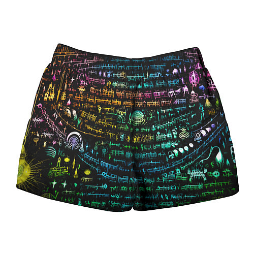 Женские шорты Символы психоделика - нейронная сеть / 3D-принт – фото 2